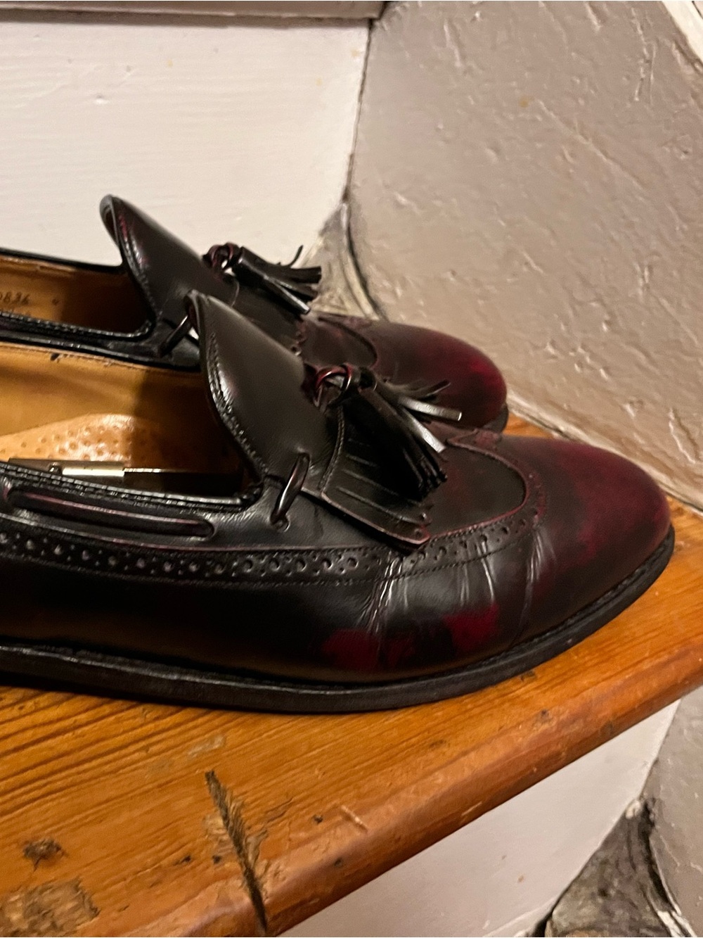 Johnston & Murphy Oxblood Tassel Kiltie Wingtip Loafers